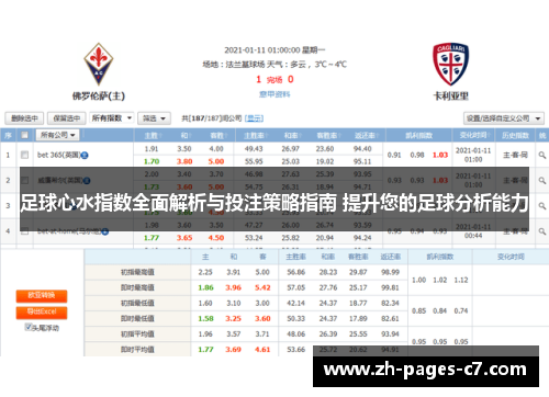 足球心水指数全面解析与投注策略指南 提升您的足球分析能力